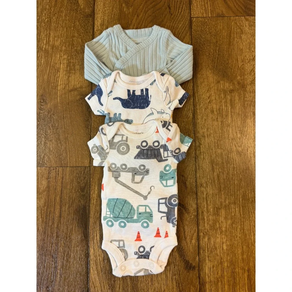 Baby Boy Preemie Bodysuits T Shirts Clothes Lot Reborn Doll Clothes Construction